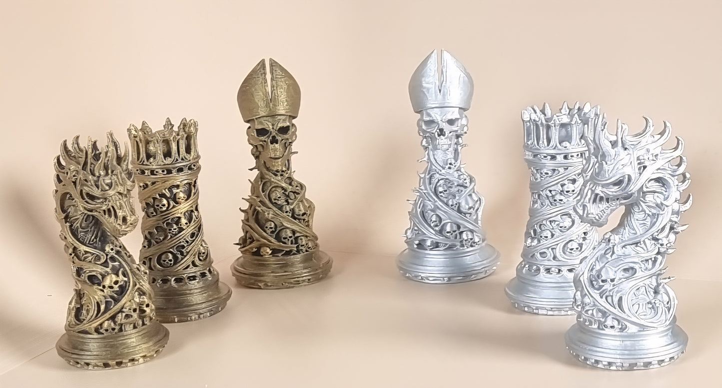 Set di Scacchi ornamentali Gotico con Scacchiera