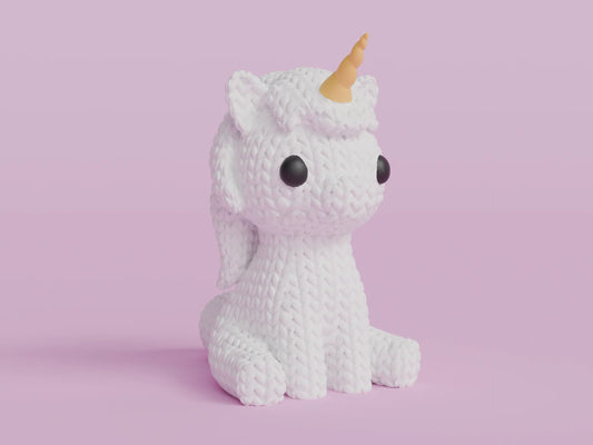 Unicorno con trama ad uncinetto.