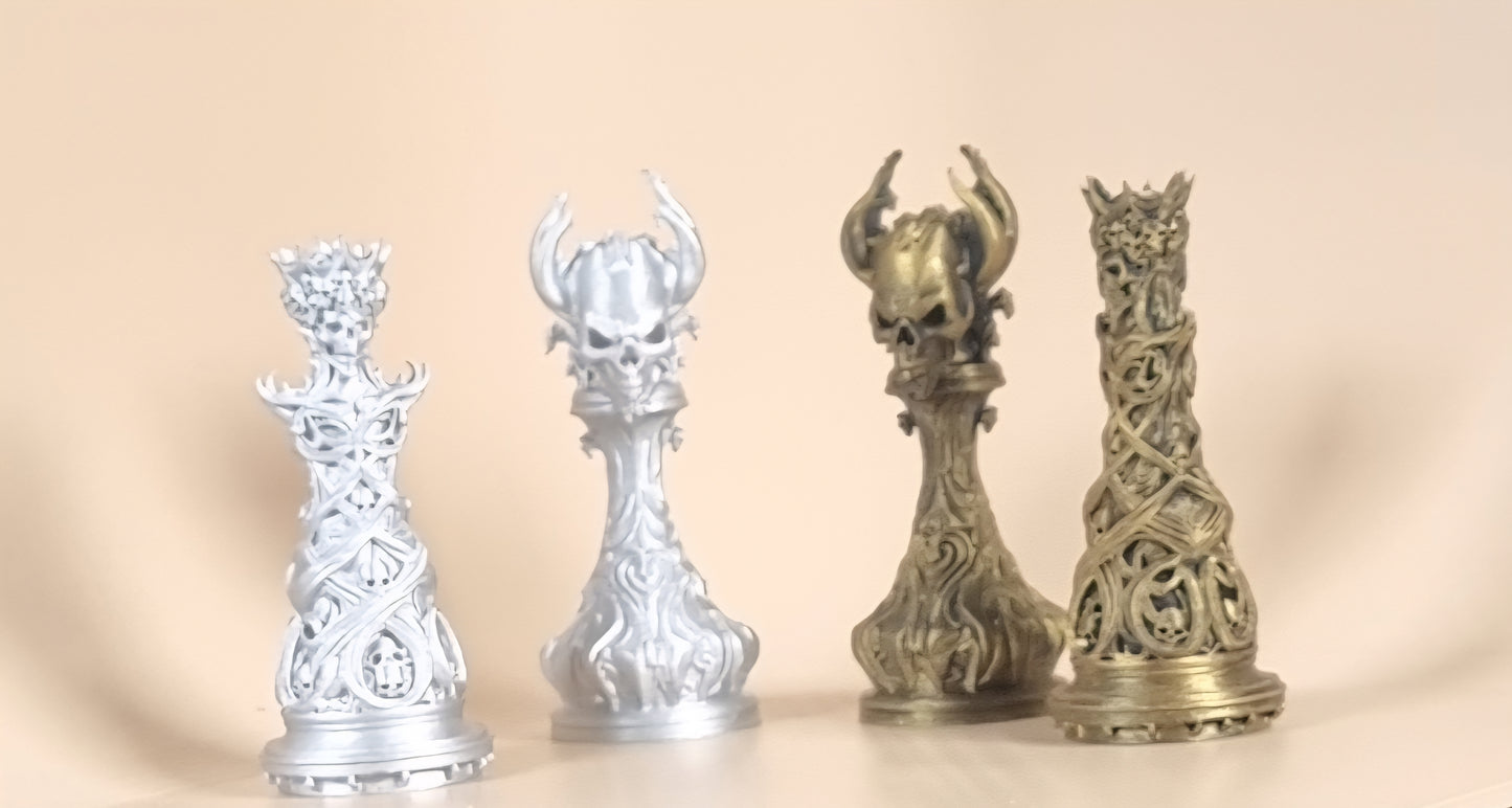 Set di Scacchi ornamentali Gotico con Scacchiera